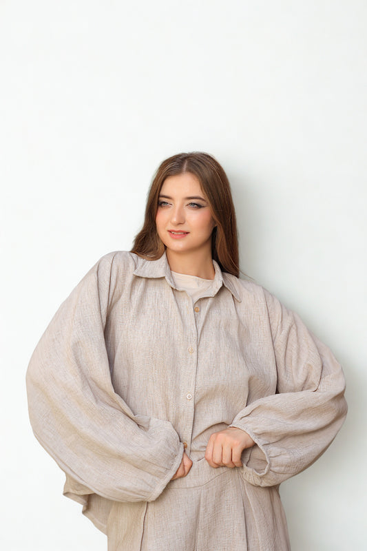 A06 - Greige Linen Over Size Set