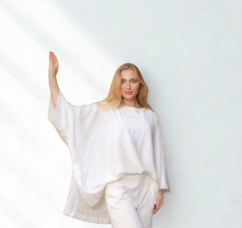 A07 - White Linen Oversize Blouse