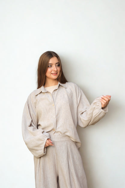 A06 - Greige Linen Over Size Set