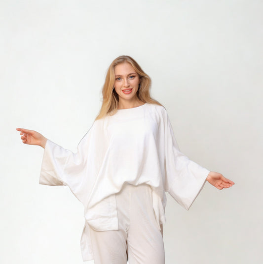 A07 - White Linen Oversize Blouse