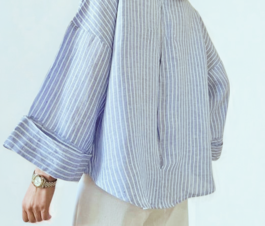 A03 - Wide Sleeve Baby Blue Linen Shirt