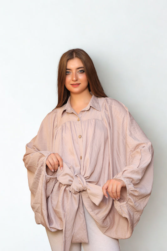 A10 - Beigh Linen Oversize Blouse